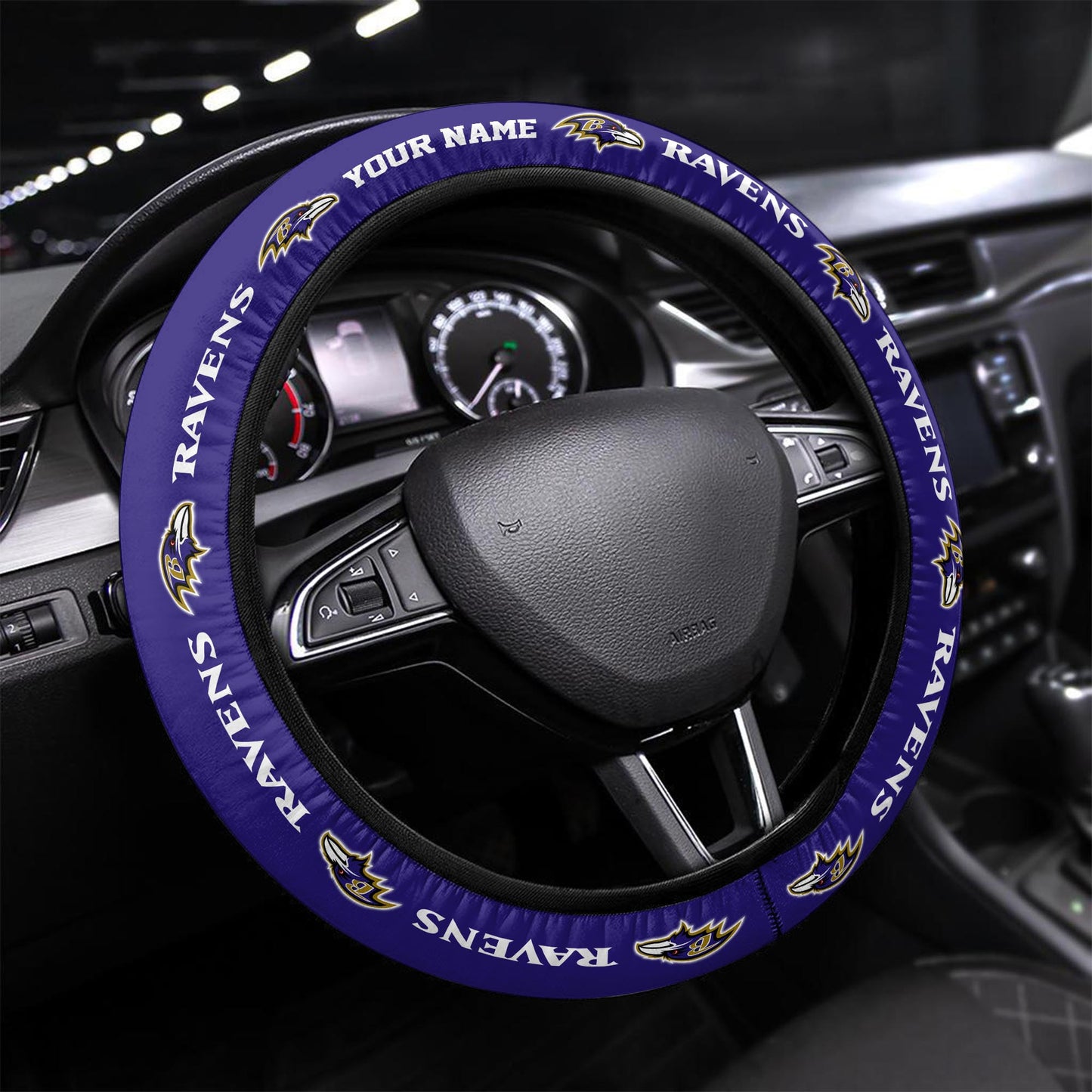 Baltimore Ravens Personalized 3D Steering Wheel Cover 66