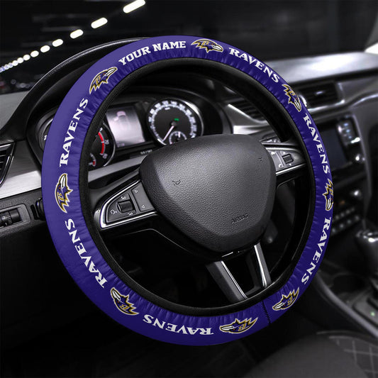Baltimore Ravens Personalized 3D Steering Wheel Cover 66
