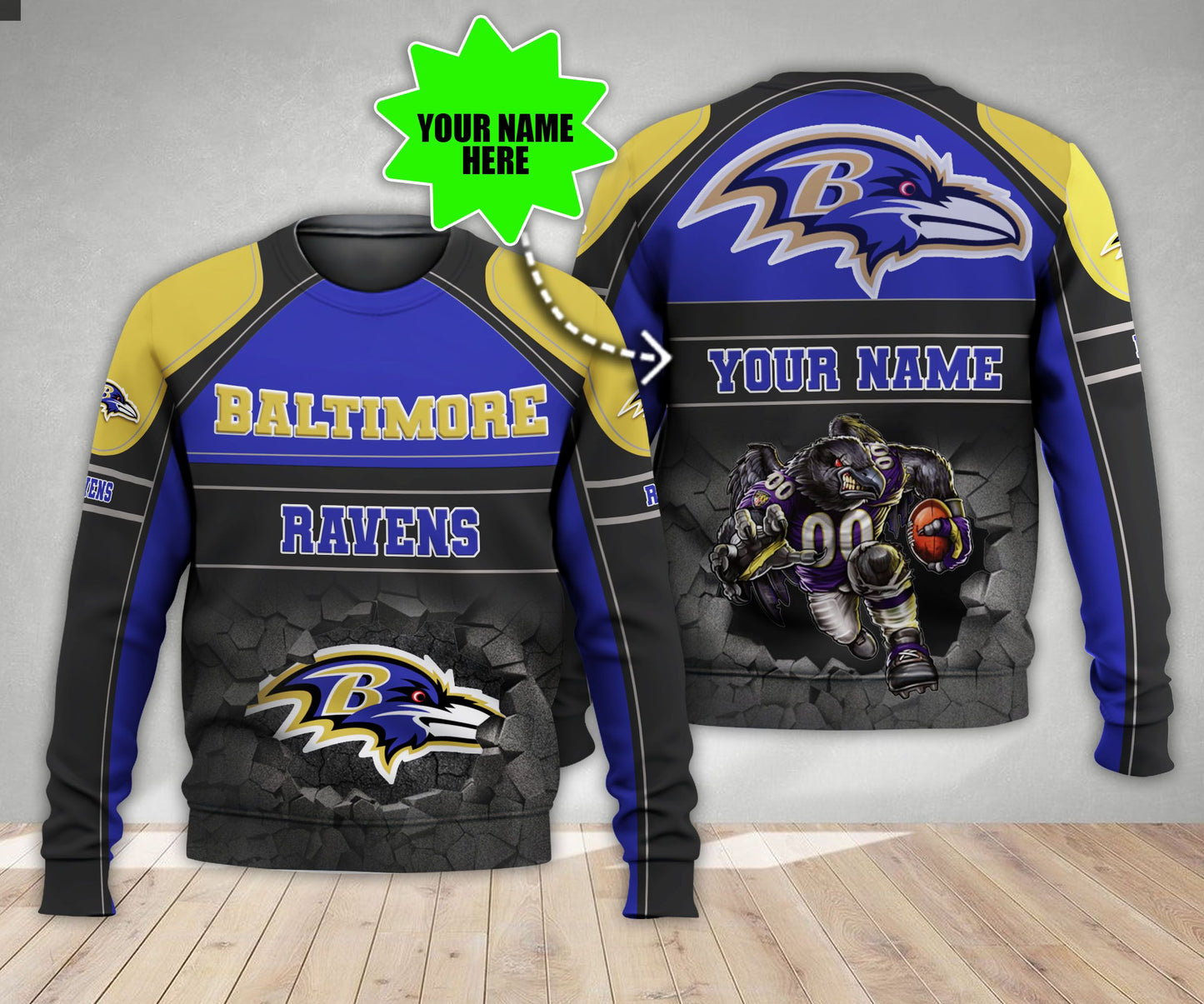 Baltimore Ravens Personalized All Over Printed 568