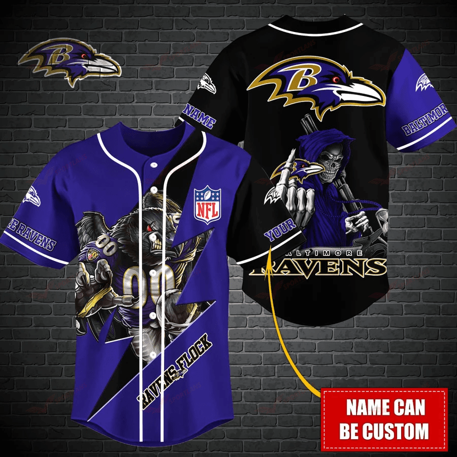 Baltimore Ravens Personalized Baseball Jersey BG469
