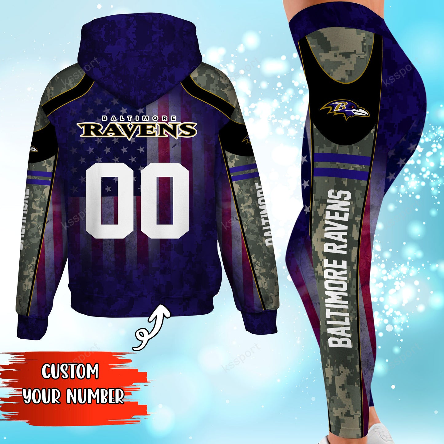 Baltimore Ravens Personalized Leggings And Hoodie BG65