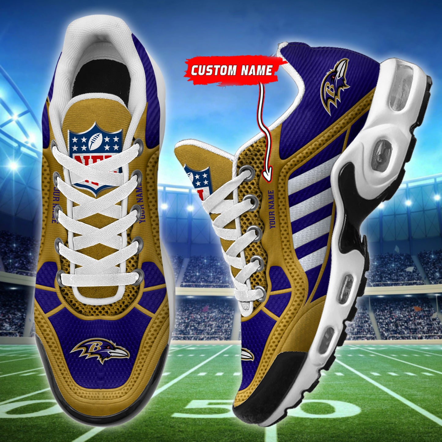 Baltimore Ravens Personalized Plus T-N Youth Sneakers BG137
