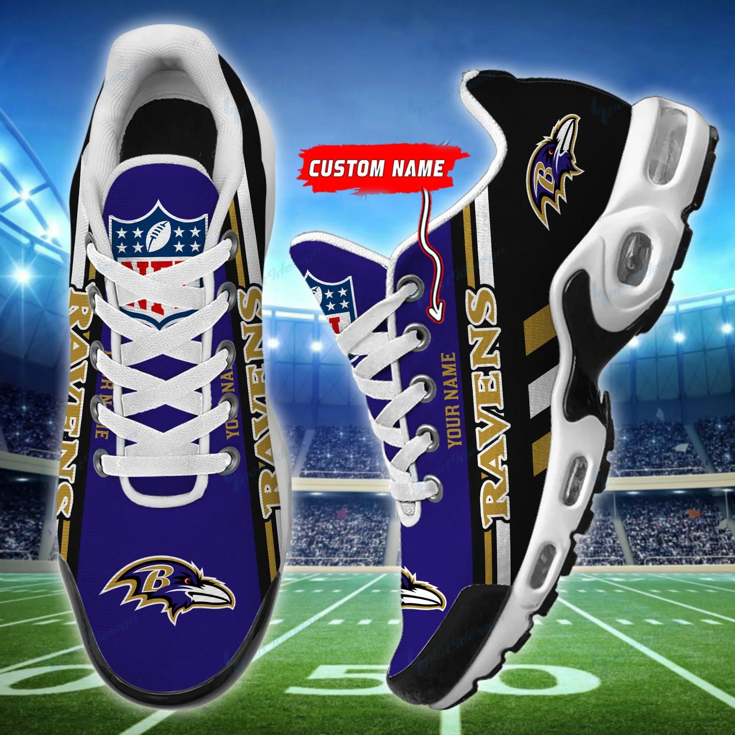 Baltimore Ravens Personalized Plus T-N Youth Sneakers BG50