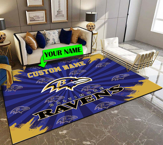 Baltimore Ravens Personalized Premium Rectangle Rug 43