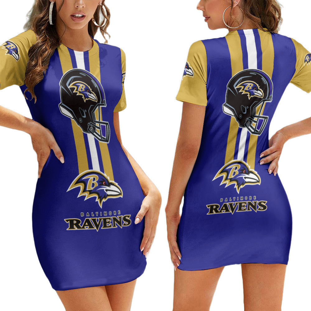 Baltimore Ravens Sleeve Bodycon Mini Dress BG266