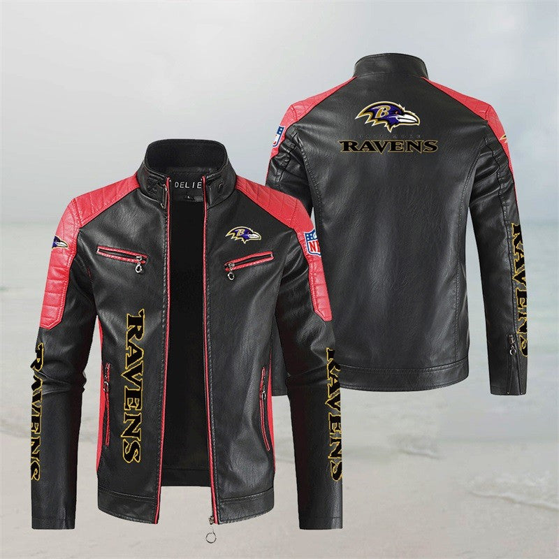 Baltimore Ravens Stand Collar Leather Jacket BG26