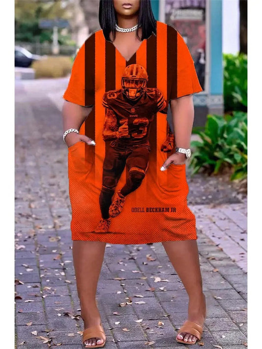 Cleveland Browns V-neck Casual Pocket Dress Limited Edition AZBTVCPD000384