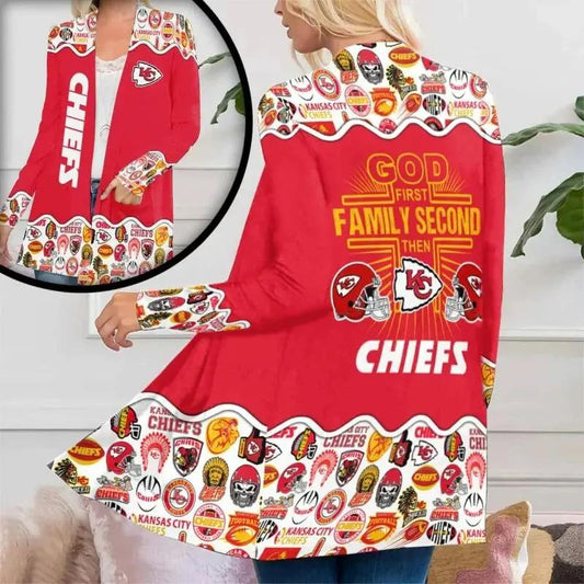 Kansas City Chiefs Women Patch Pocket Cardigan BT093