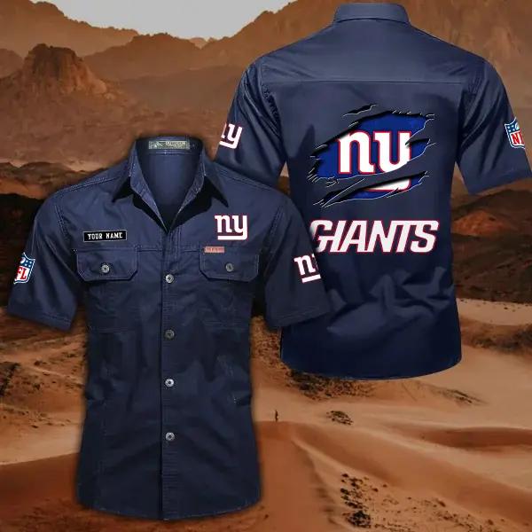 New York Giants Men’s Short Sleeve Cargo Shirts New 2025 AZBT2DCGS000024