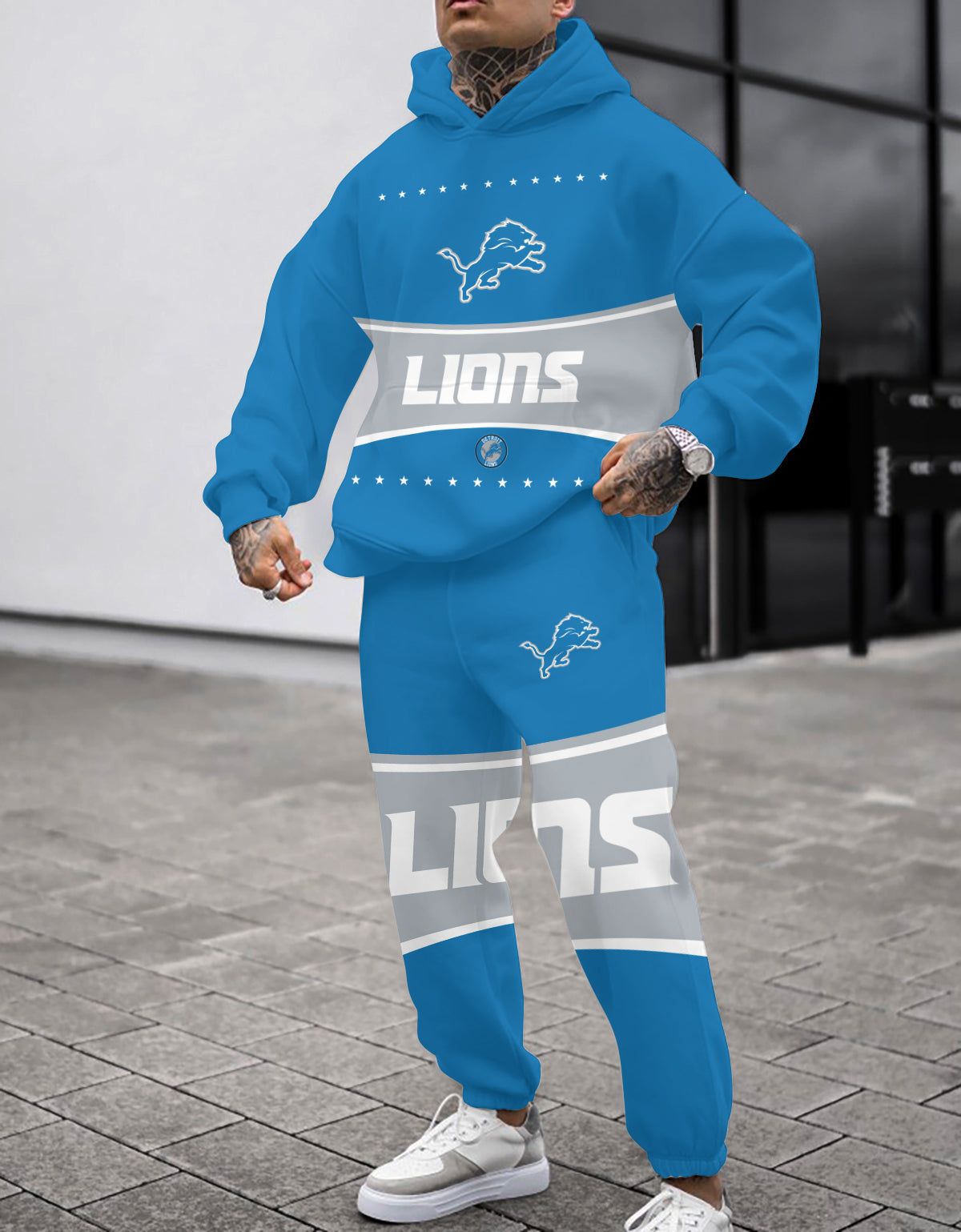 Detroit Lions Combo Pullover Hoodie And Sweatpants AZBTPHSP000012