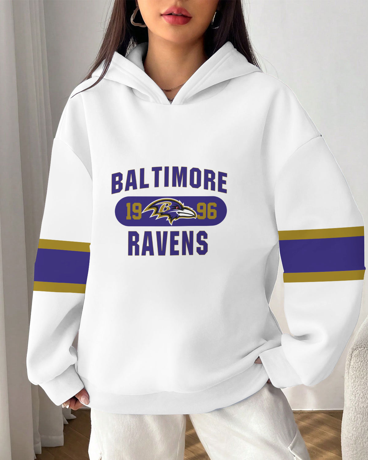 Baltimore Ravens Printed Hooded Pocket Pullover Hoodie AZBTPH000034