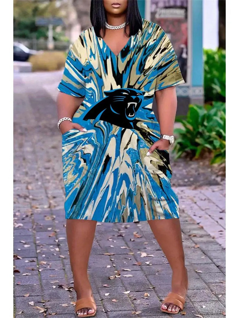 Carolina Panthers V-neck Casual Pocket Dress Limited Edition AZBTVCPD000153