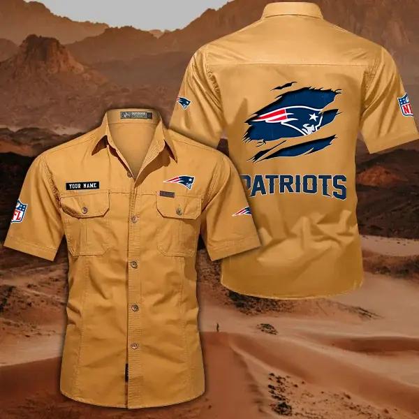 New England Patriots Men’s Short Sleeve Cargo Shirts New 2025 AZBT2DCGS000022