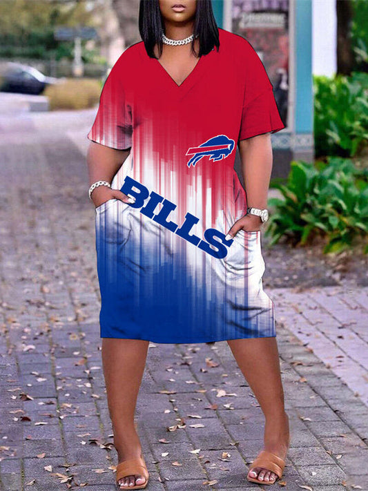 Buffalo Bills V-neck Casual Pocket Dress Limited Edition AZBTVCPD000466