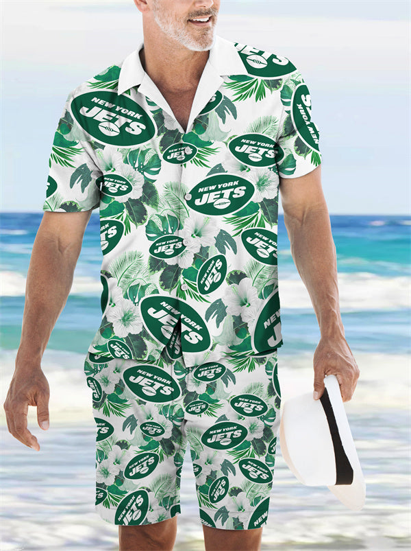 New York Jets Combo Hawaiian Shirt and Shorts AZBTHWSS000194