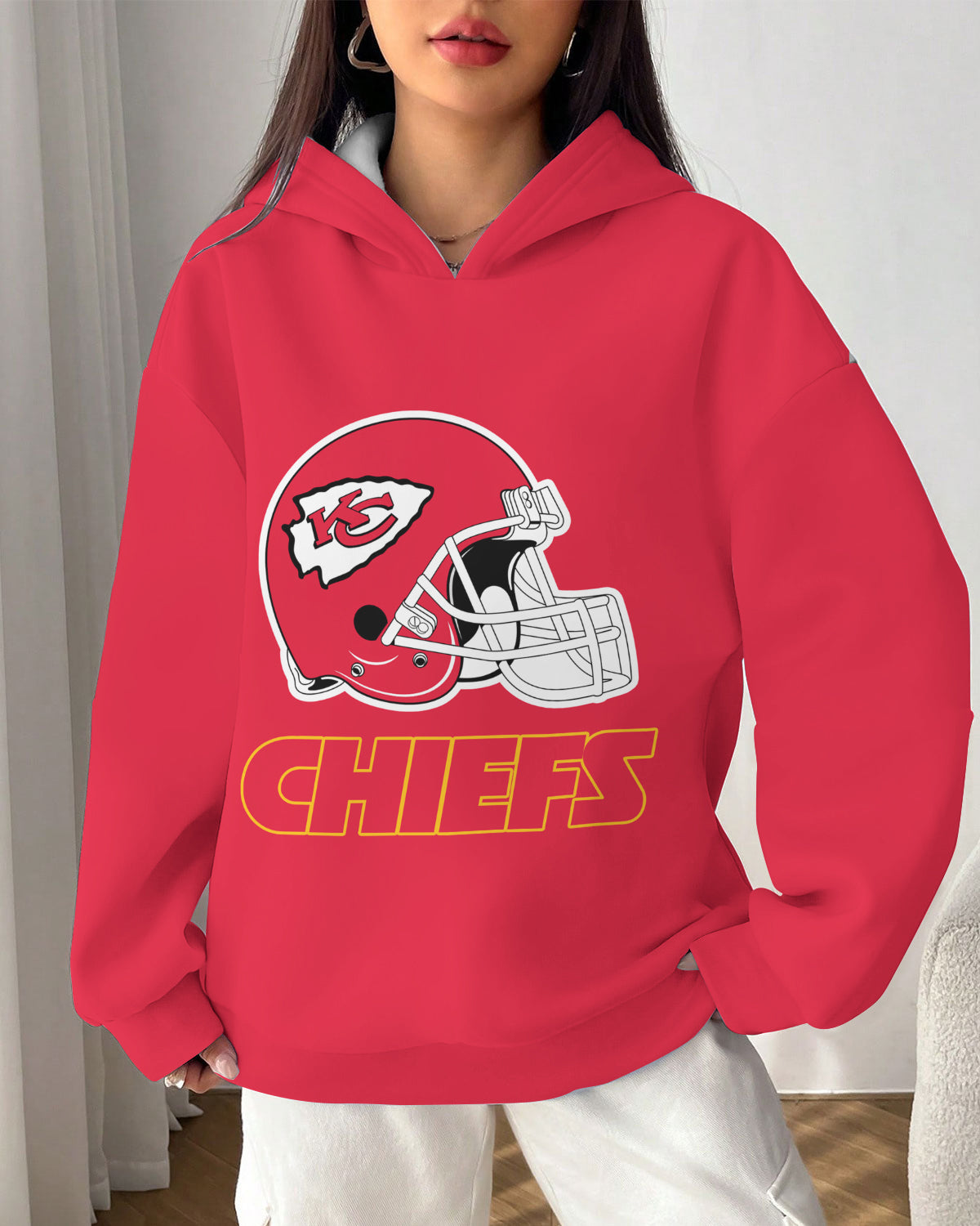 Kansas City Chiefs Printed Hooded Pocket Pullover Hoodie AZBTPH000062