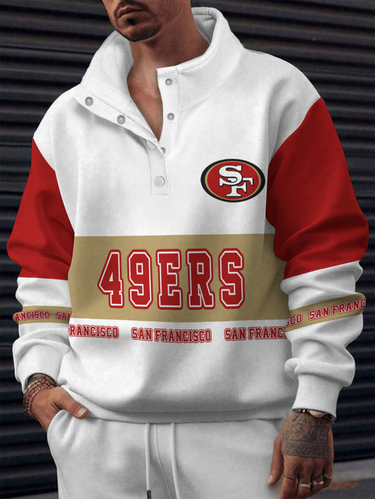 San Francisco 49ers Casual Colorful Stand Collar Sweatshirt AZBTSCSW000638