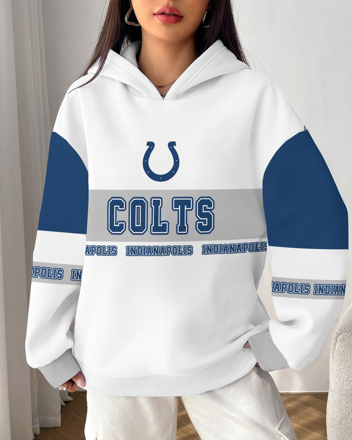Indianapolis Colts Printed Hooded Pocket Pullover Hoodie AZBTPH000115