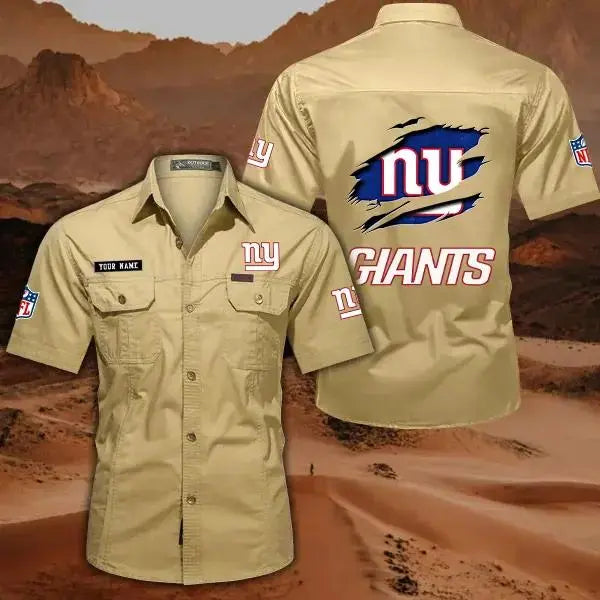New York Giants Men’s Short Sleeve Cargo Shirts New 2025 AZBT2DCGS000024