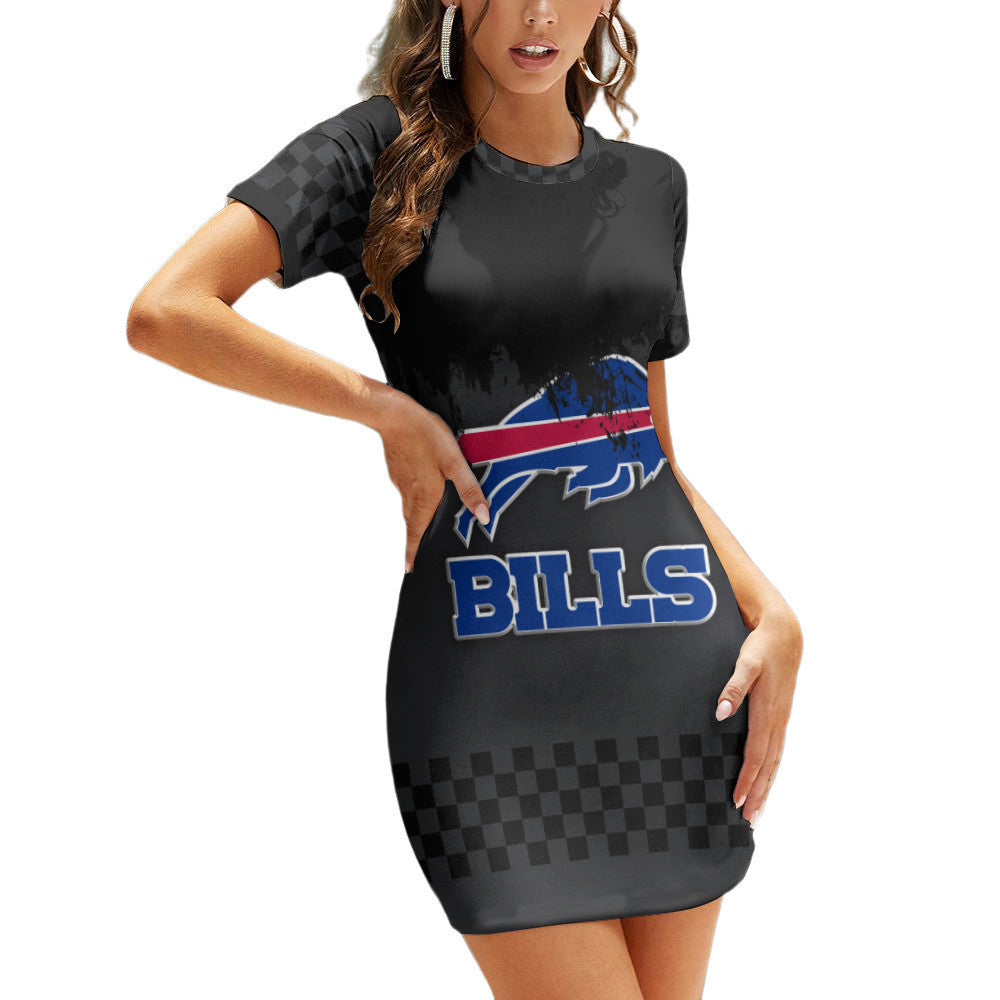 Buffalo Bills Casual Short Sleeve Bodycon Mini Dress BG101