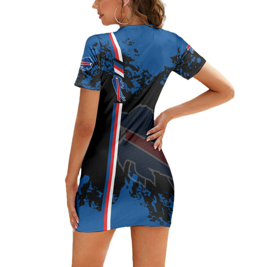 Buffalo Bills Casual Short Sleeve Bodycon Mini Dress BG116