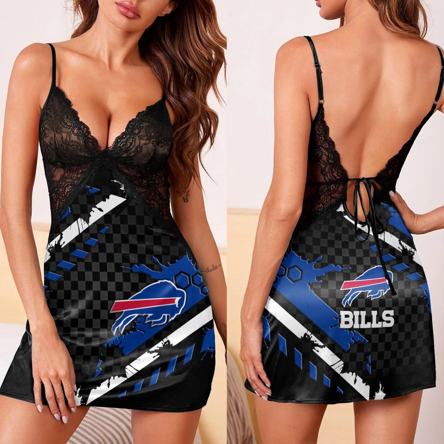 Buffalo Bills Lace Back Strap Slip Dress 51