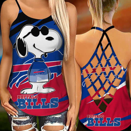 Buffalo Bills Leggings And Criss Cross Tank Top BG75
