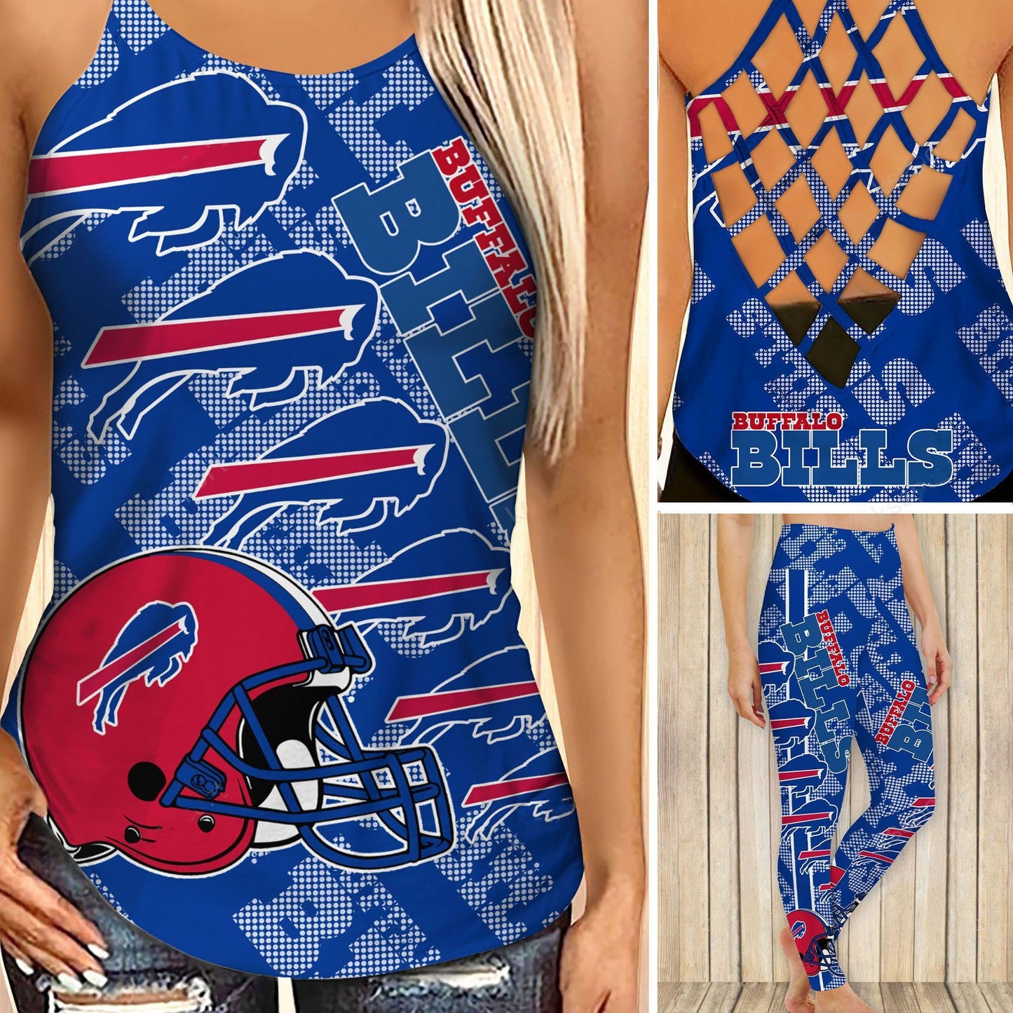 Buffalo Bills Leggings And Cross Tank Top BG03