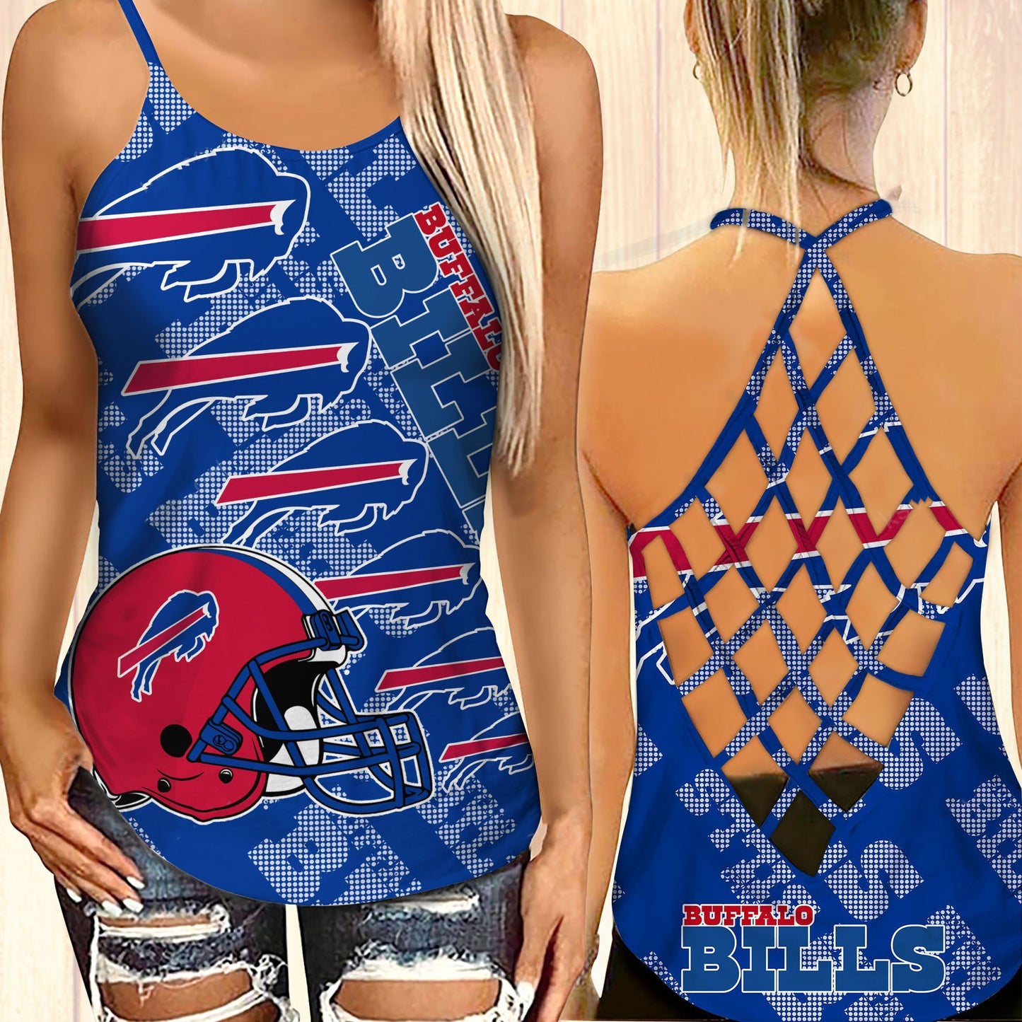 Buffalo Bills Leggings And Cross Tank Top BG03