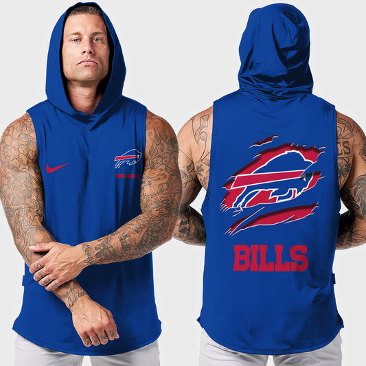Buffalo Bills Men Workout Hooded Tank Top AZMGSH004