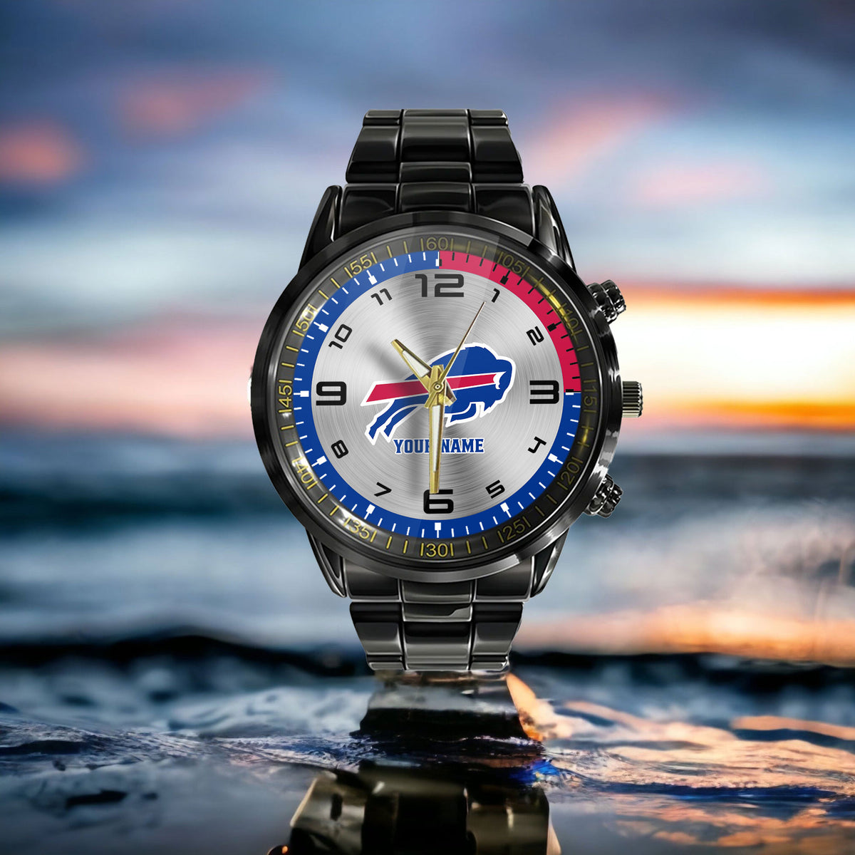 Buffalo Bills Black Fashion Watch Gifts For Sport Fans AZWATCH004