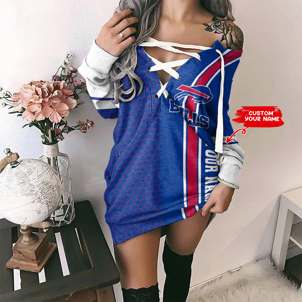 Buffalo Bills Personalized Lace-Up Sweatshirt BG19