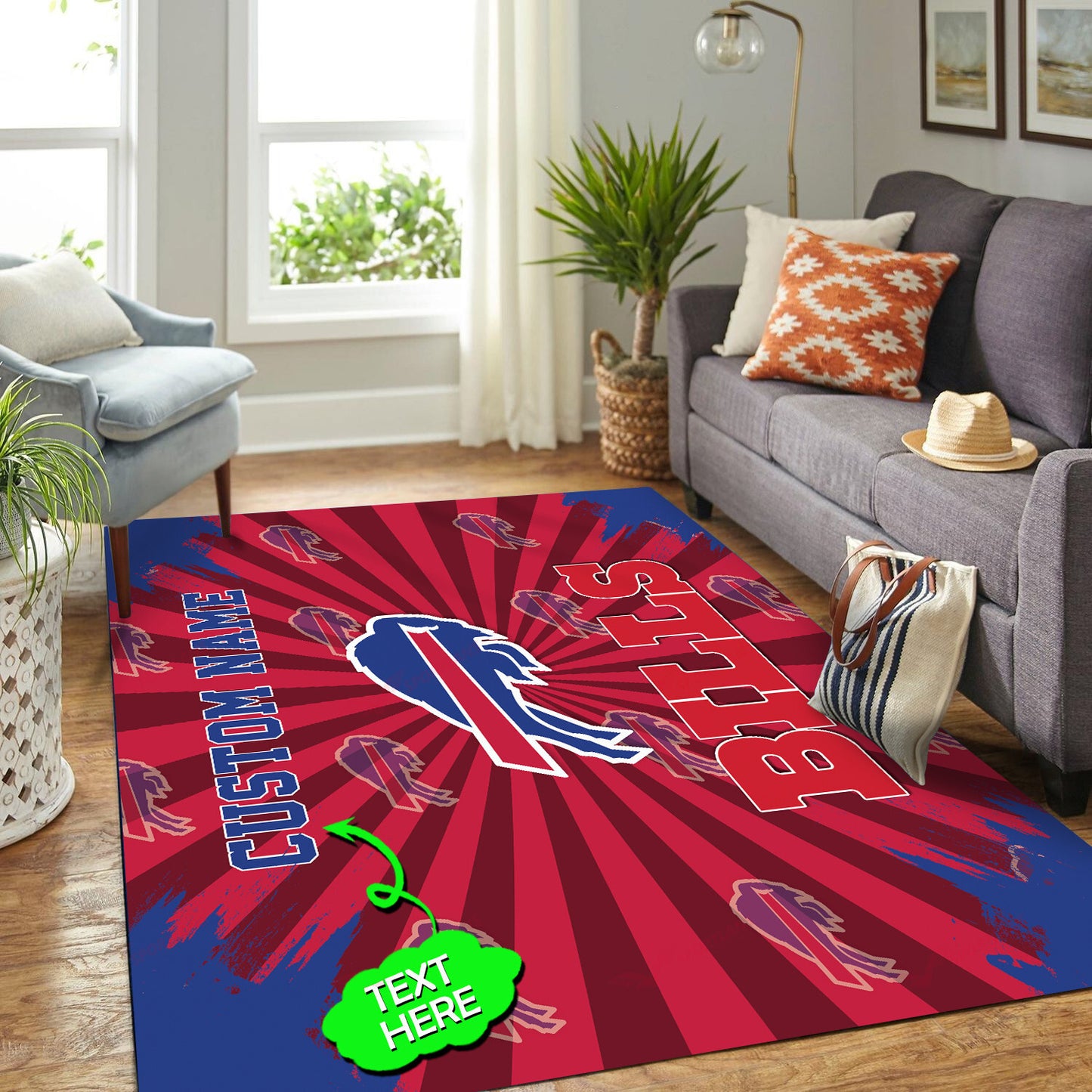 Buffalo Bills Personalized Premium Rectangle Rug 44