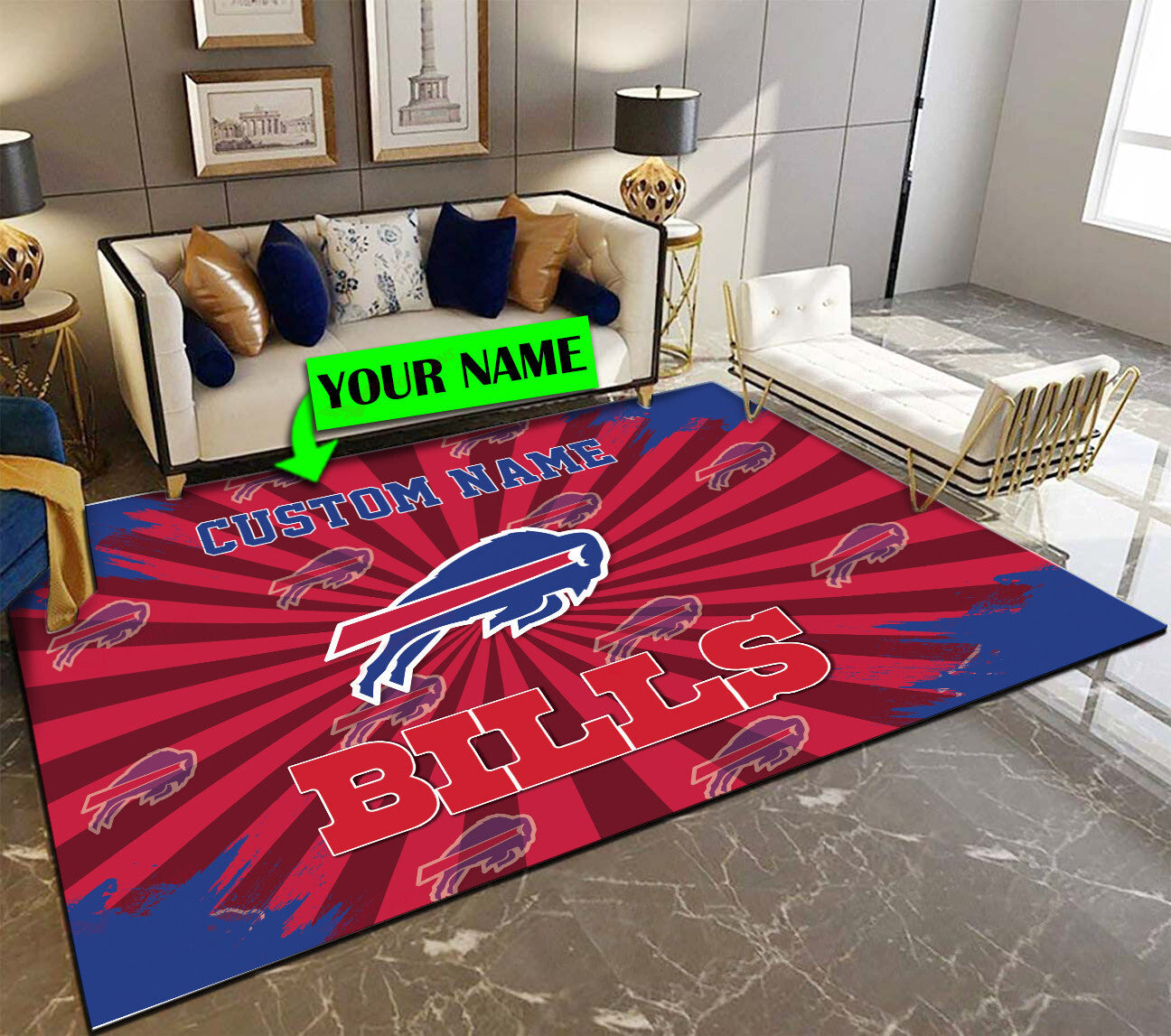 Buffalo Bills Personalized Premium Rectangle Rug 44