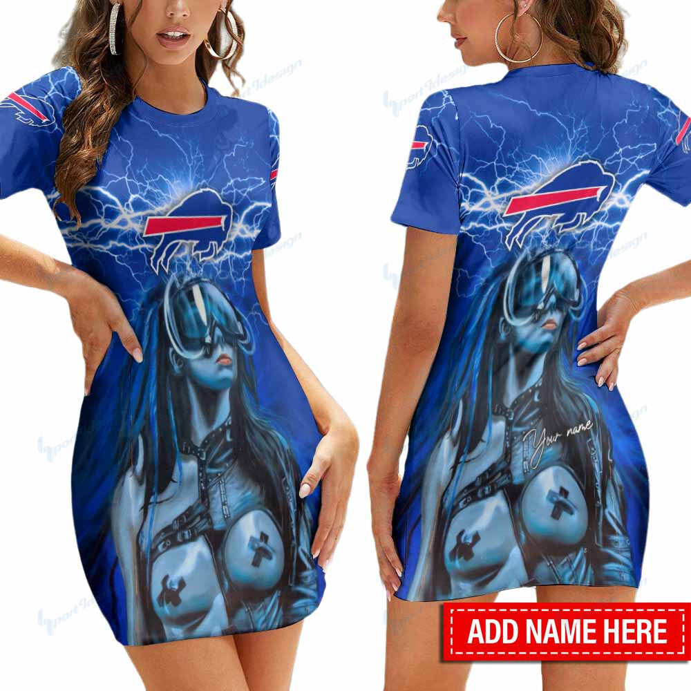 Buffalo Bills Personalized Short Sleeve Bodycon Mini Dress BG315