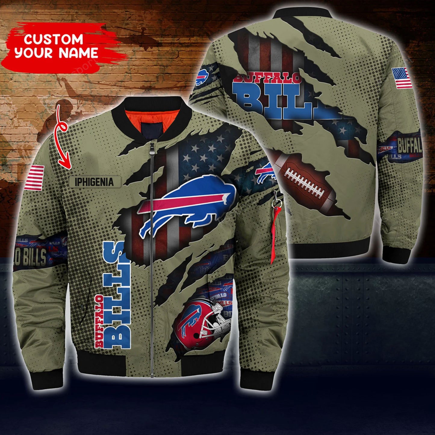 Buffalo Bills Personalized Thick Bomber Jacket CS43