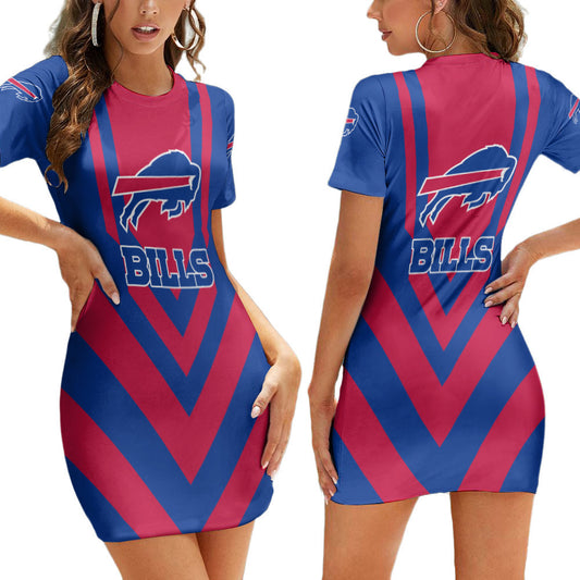 Buffalo Bills Short Sleeve Bodycon Mini Dress BG288