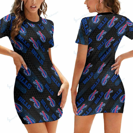 Buffalo Bills Short Sleeve Bodycon Mini Dress BG327