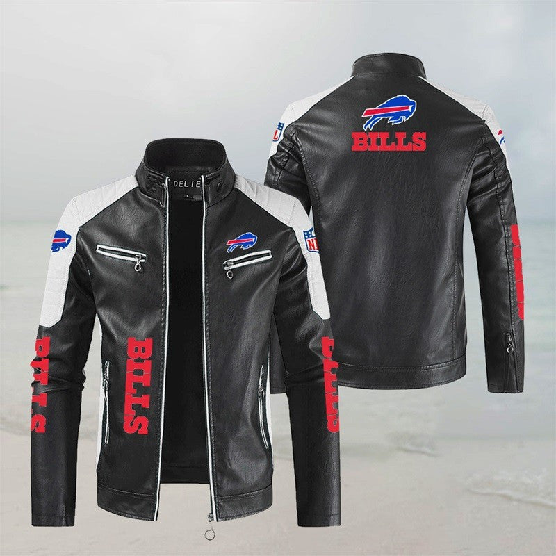 Buffalo Bills Stand Collar Leather Jacket BG43