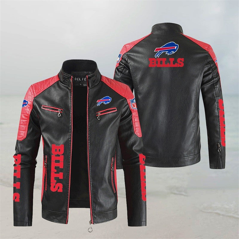 Buffalo Bills Stand Collar Leather Jacket BG43