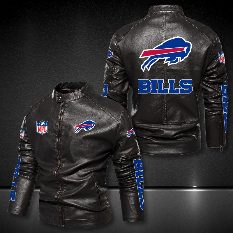 Buffalo Bills Stand-up Collar Leather Jacket BG28