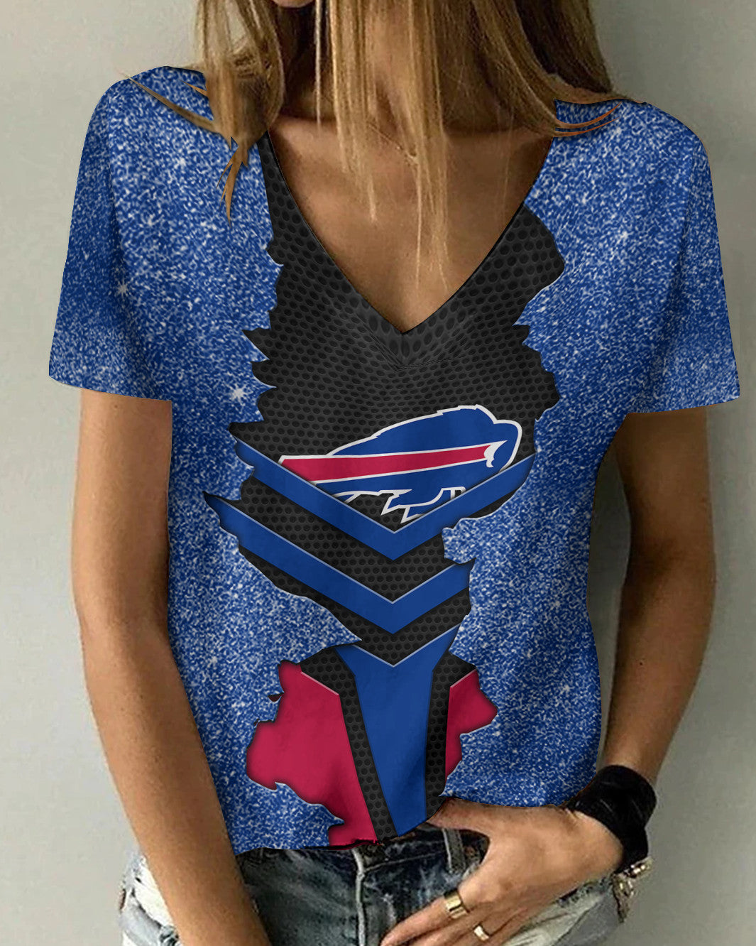 Buffalo Bills Summer V-neck Women T-shirt BG323