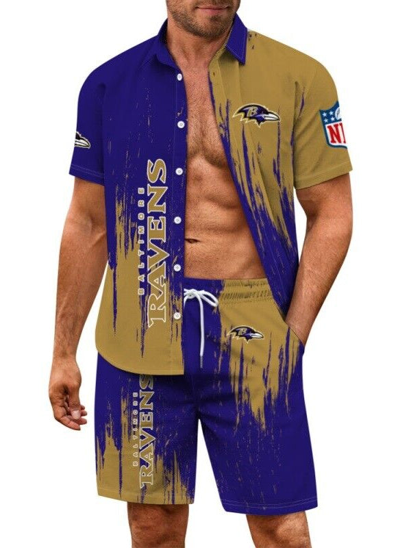 Baltimore Ravens Combo Hawaiian Shirt and Shorts AZBTHWSS000153