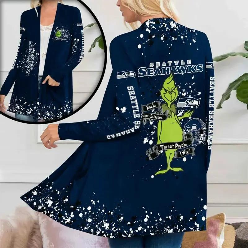 Seattle Seahawks Women Patch Pocket Cardigan BT176