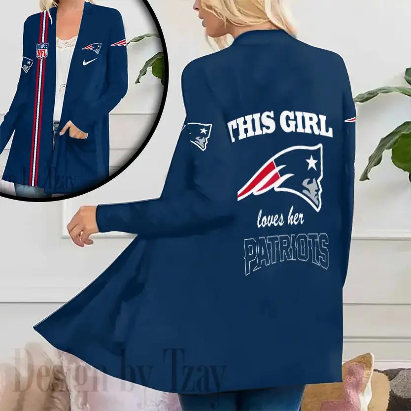 New England Patriots Women Patch Pocket Cardigan BT132