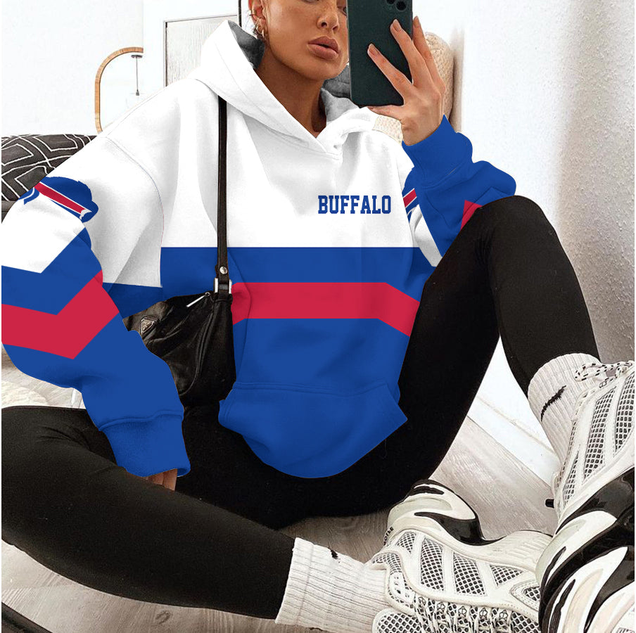 Buffalo Bills Printed Hooded Pocket Pullover Hoodie AZBTPH000022
