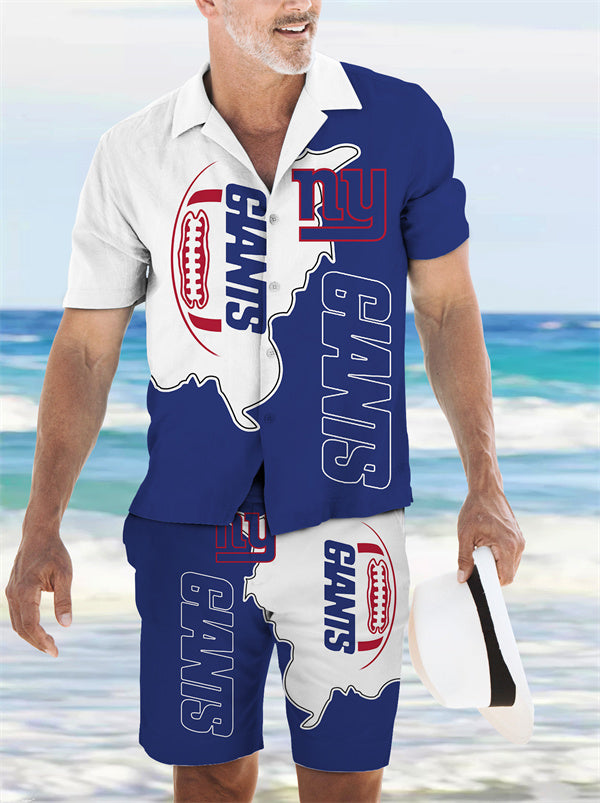 New York Giants Combo Hawaiian Shirt and Shorts AZBTHWSS000205