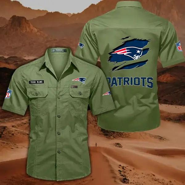 New England Patriots Men’s Short Sleeve Cargo Shirts New 2025 AZBT2DCGS000022