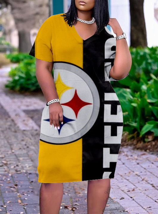 Pittsburgh Steelers V-neck Casual Pocket Dress Limited Edition AZBTVCPD000332