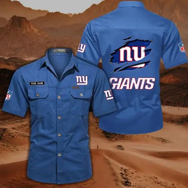 New York Giants Men’s Short Sleeve Cargo Shirts New 2025 AZBT2DCGS000024